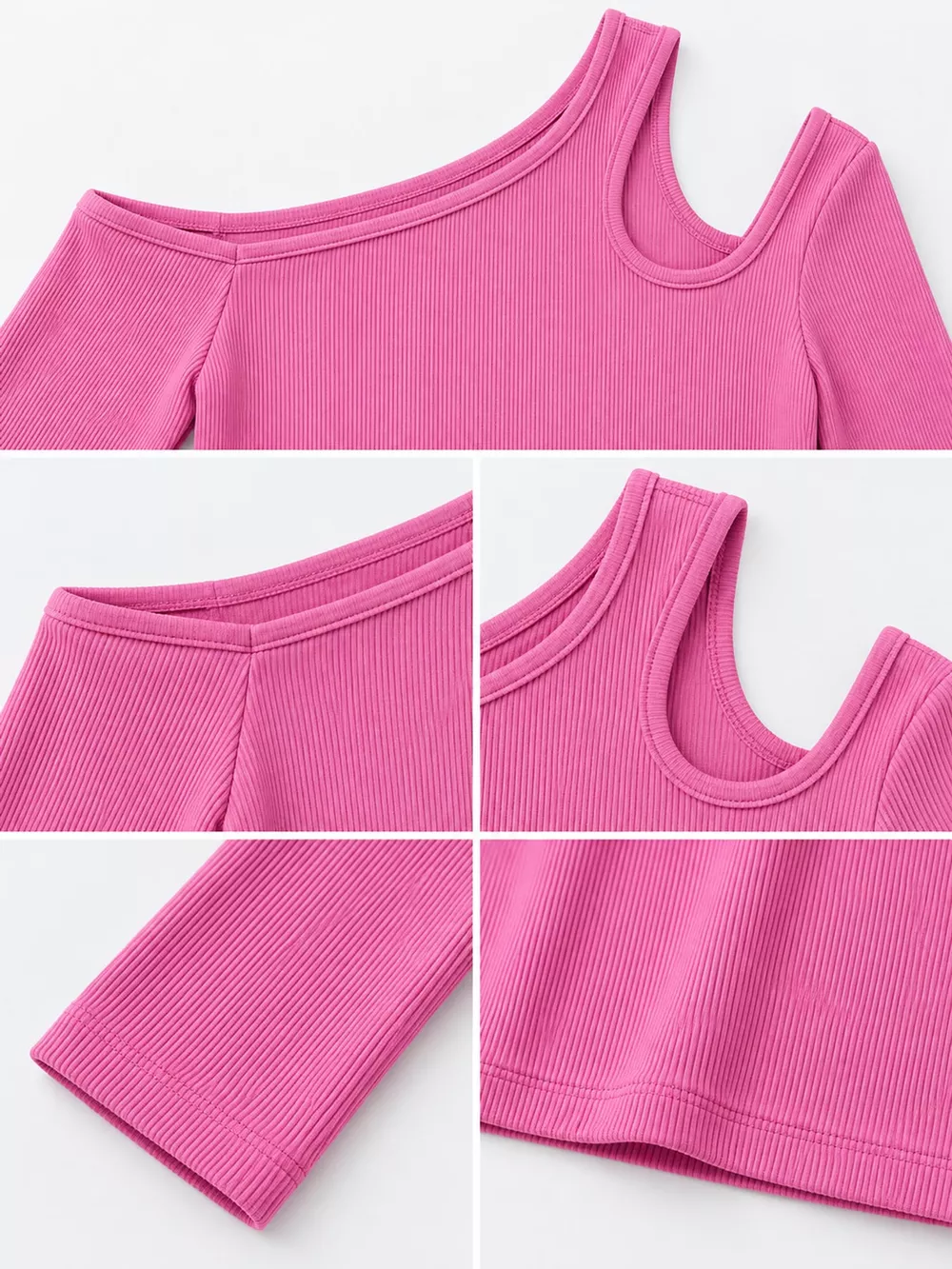 One-Shoulder Cut-Out Long Sleeve T-Shirt, image 15