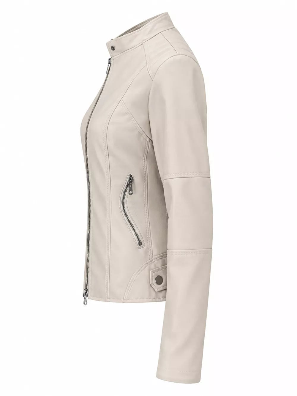 Full Size Slim Fit Faux Leather Moto Jacket Plus Size, image 35