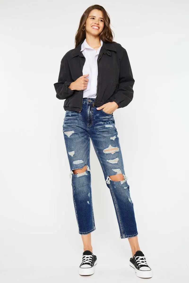 High Rise Distressed Mom Fit Jeans, image 5