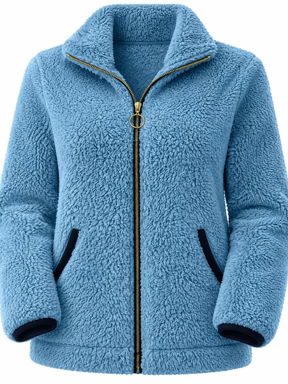 Full Size Fleece Zip-Up Jacket with Contrast Trim Plus Size, image 21