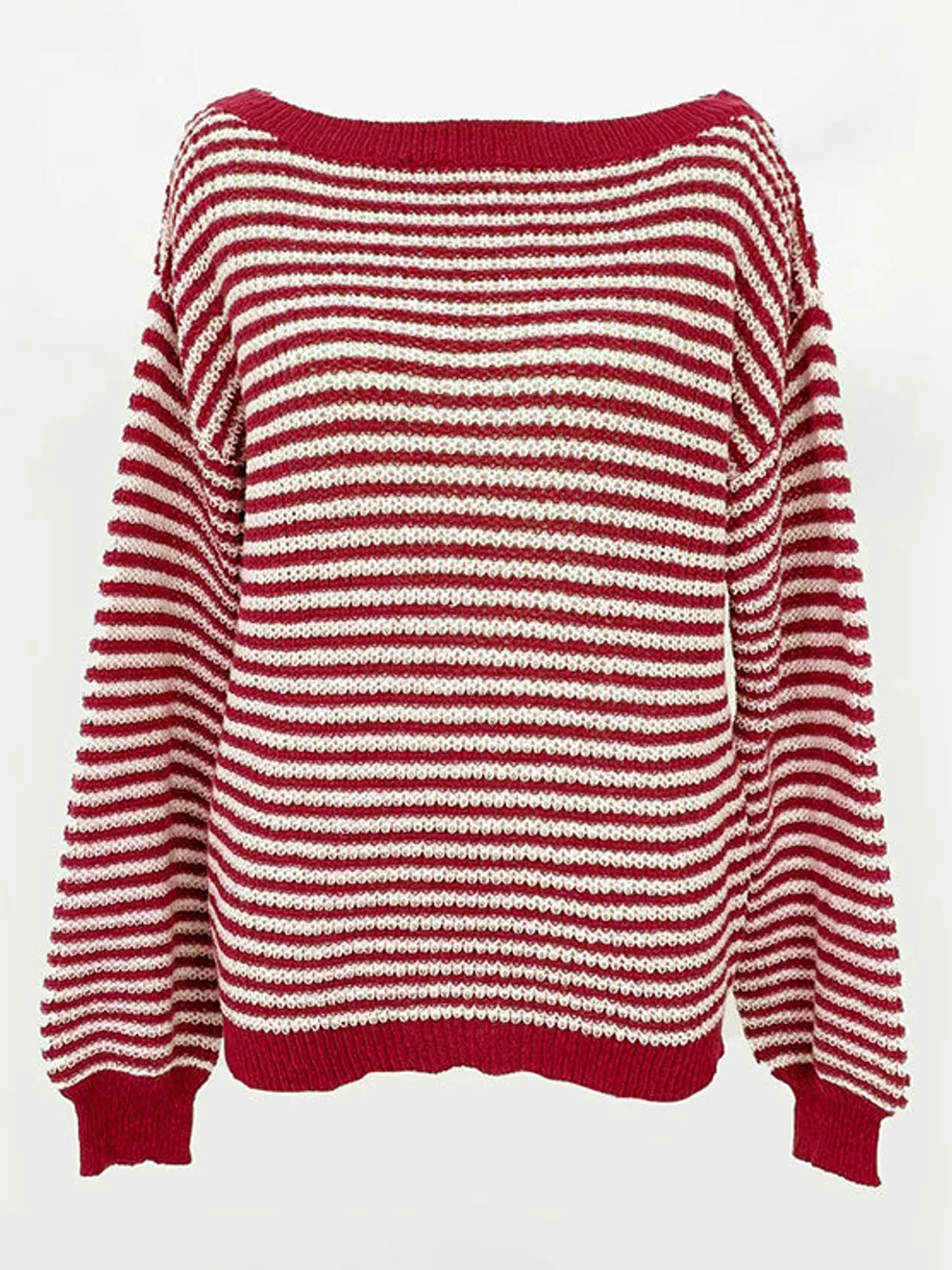 Striped Knit Boat Neck Sweater, image 5