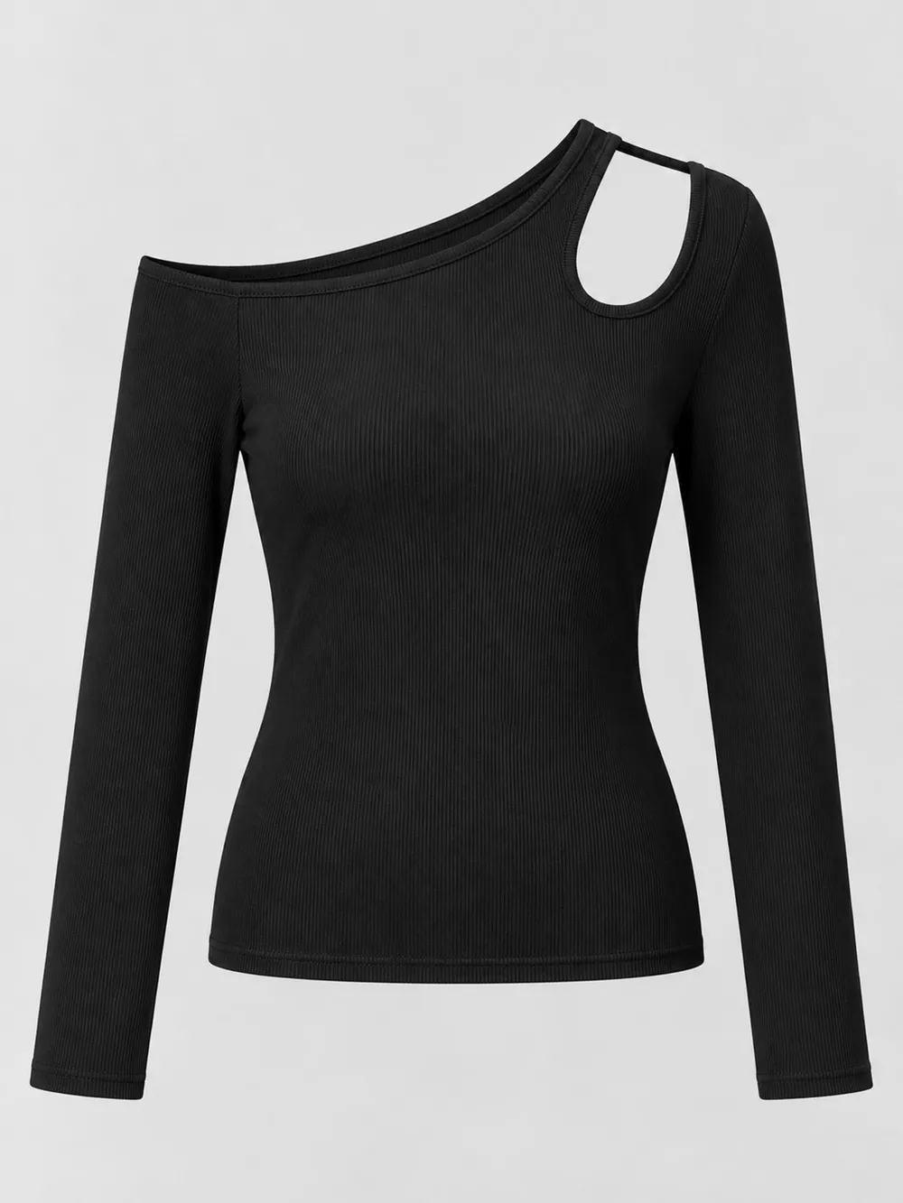 One-Shoulder Cut-Out Long Sleeve T-Shirt, image 6