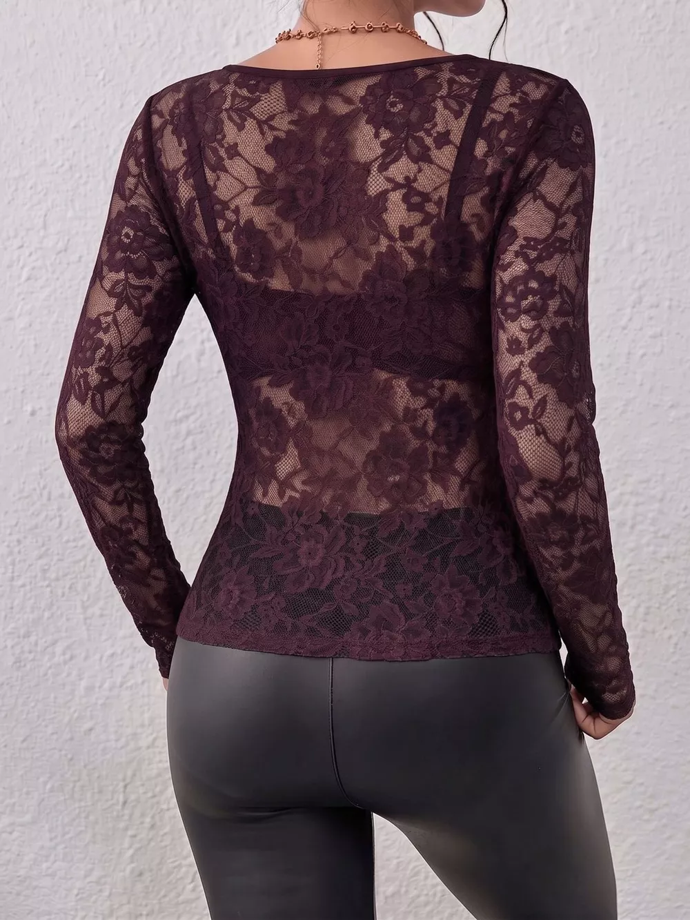 Lace V-Neck Long Sleeve Top, image 27