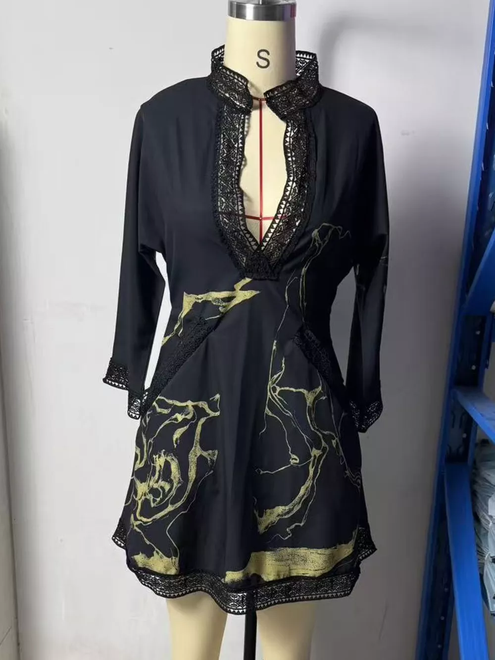 Notched 3/4 Sleeve Mini Dress, image 20