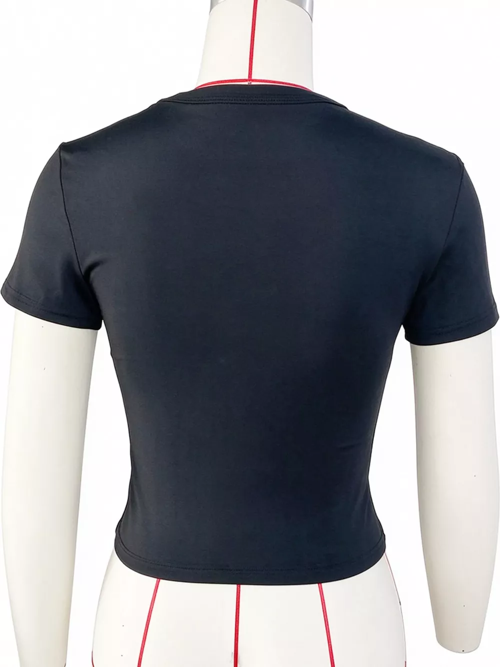 Slim Fit Basic Crew Neck Short Sleeve Crop T-Shirt, image 8