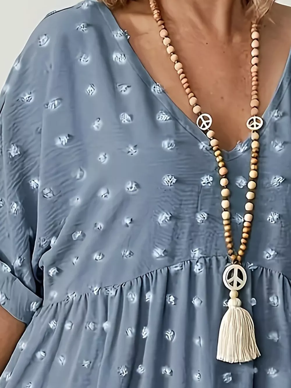 Plus Size Swiss Dot V-Neck Casual Blouse, image 11