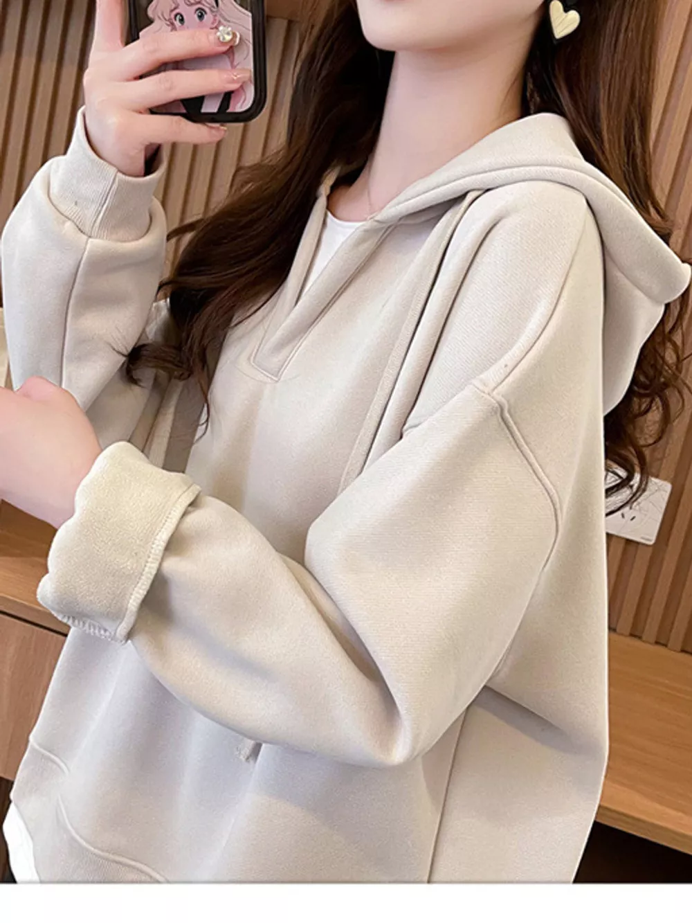 Layered Look Dropped Shoulder Hoodie, image 4