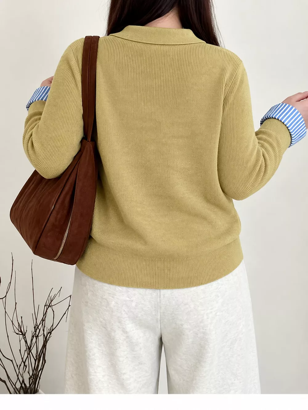 Plus Size Layered Look Striped Long Sleeve Sweater, image 3
