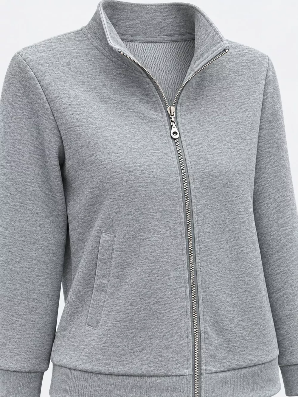 Full Size Stand-Collar Zip-Up Sweatshirt Plus Size, image 15