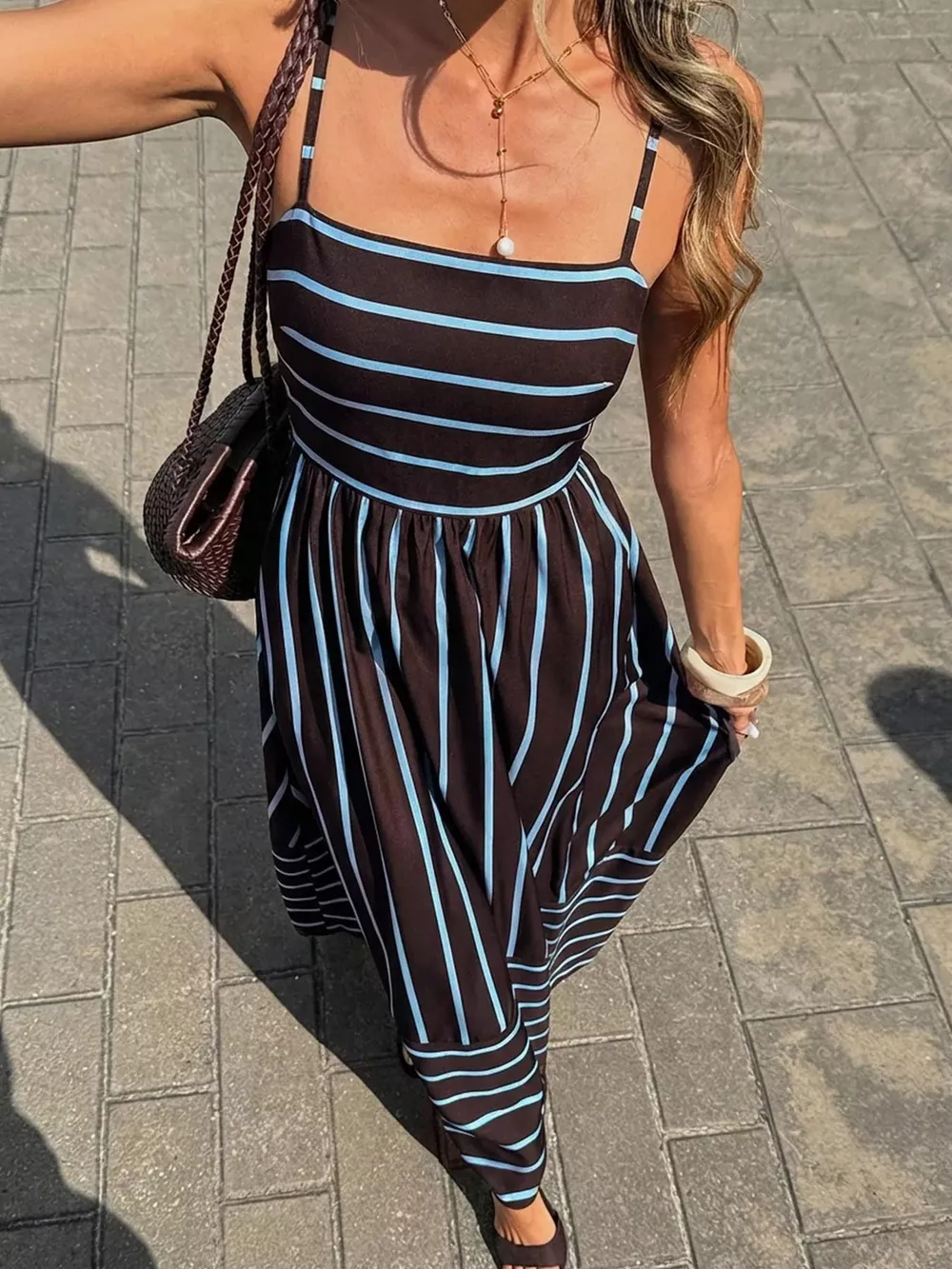 Cutout Back Striped Maxi Dress, image 6