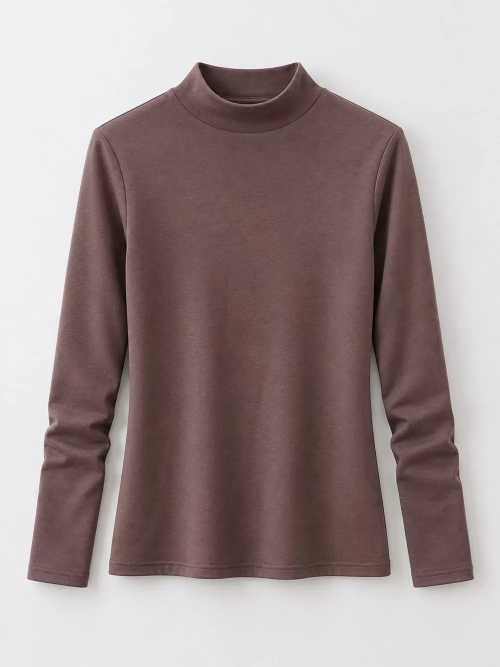 Full Size Slim-Fit Mock Neck Long Sleeve Basic T-Shirt Plus Size, image 28