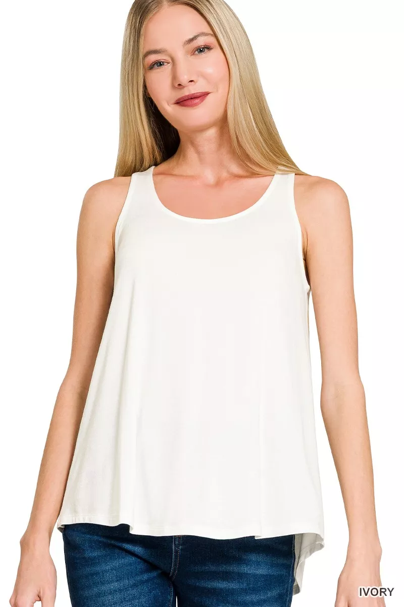 Flowy Hem Rayon Sleeveless Tank Top, image 3