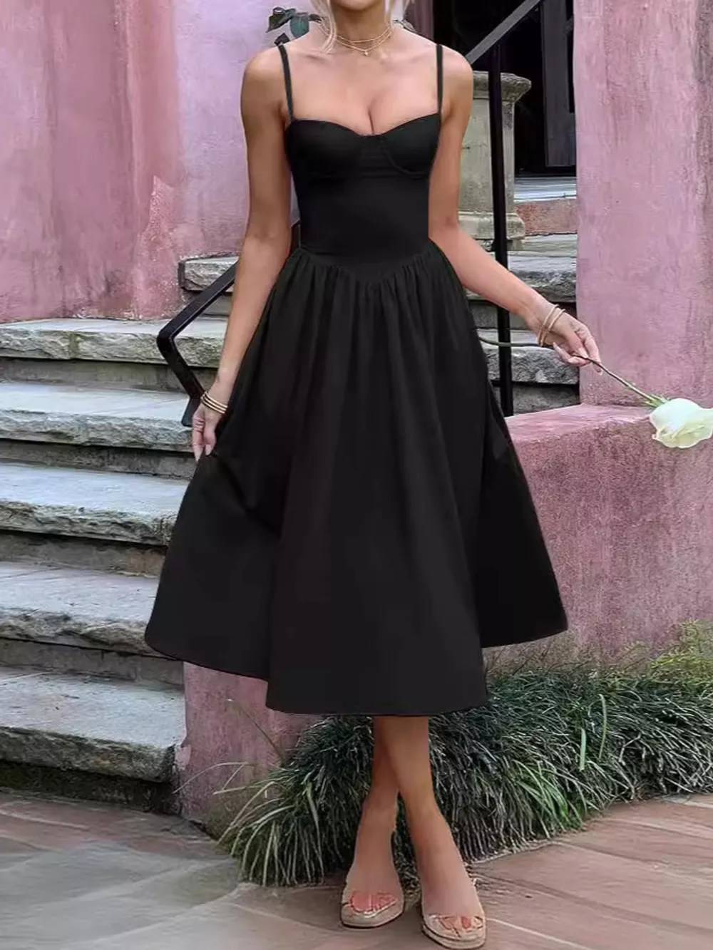Sweetheart Neck Midi Cami Dress, image 21