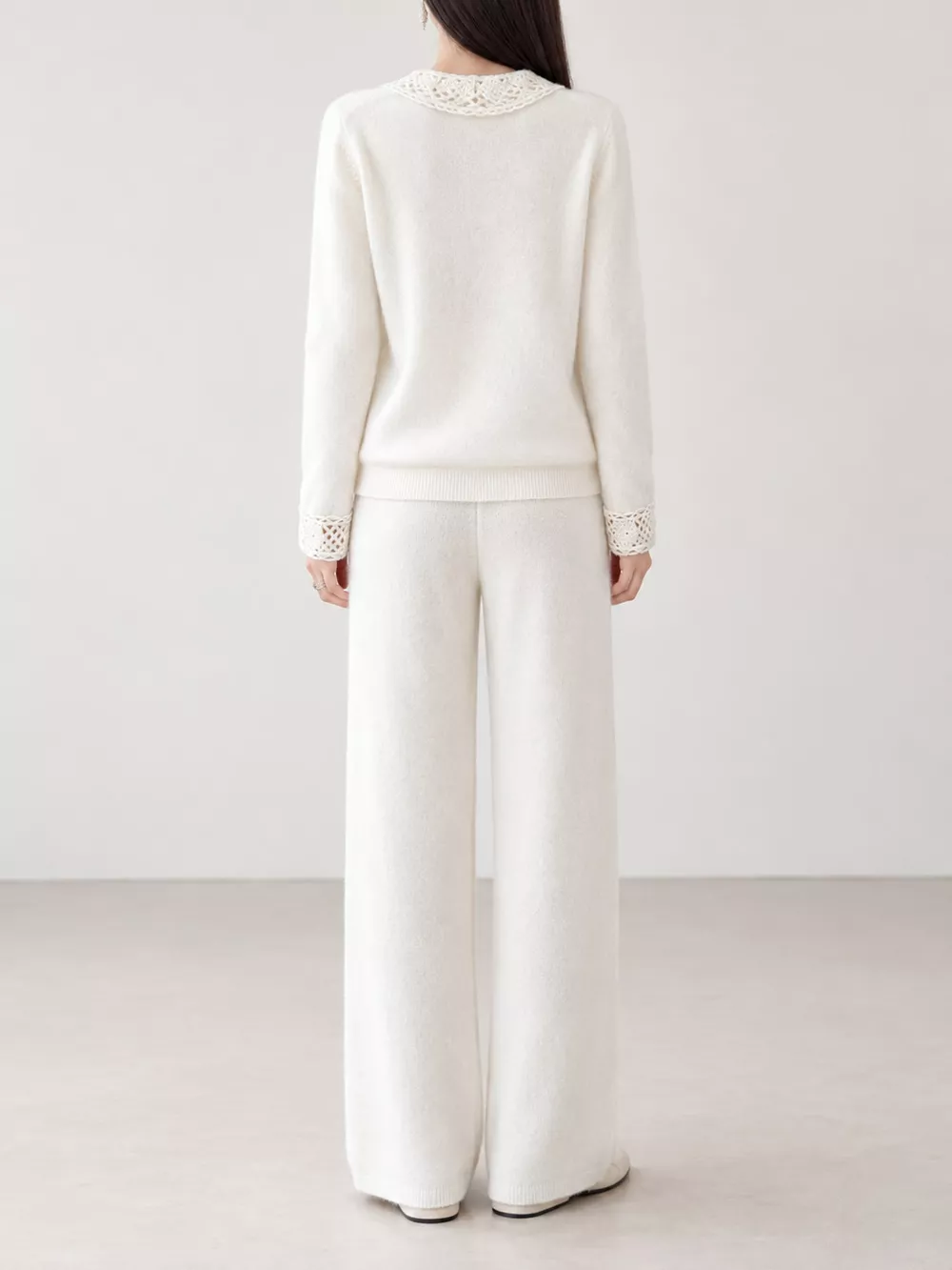 Lace-Collar Button Down Knit Cardigan, image 20