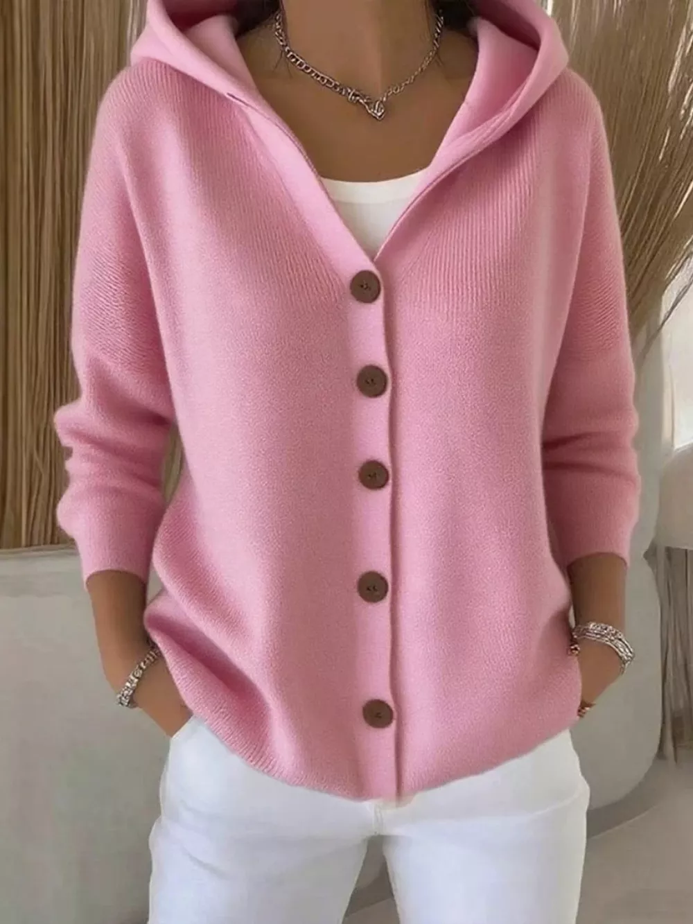 Full Size Hooded Button-Down Knit Cardigan Plus Size, image 9