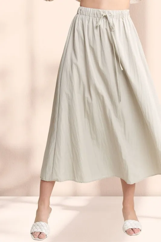 Drawstring Waist Crinkle Maxi Skirt, image 2