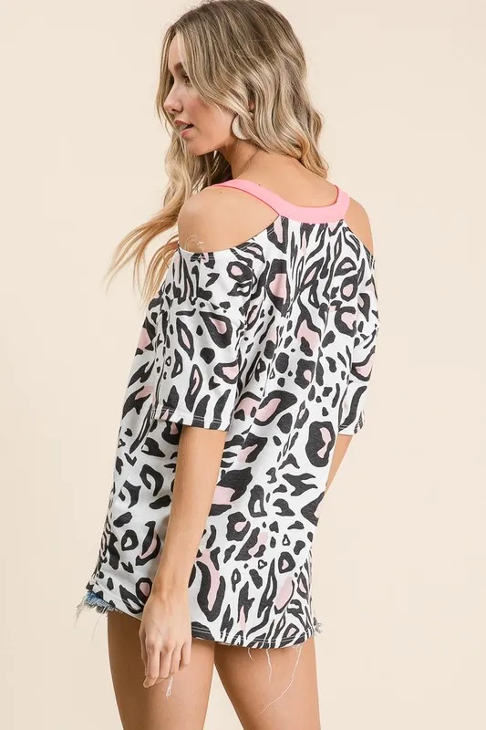 Leopard Print Top with Shoulder Cut Out, image 8