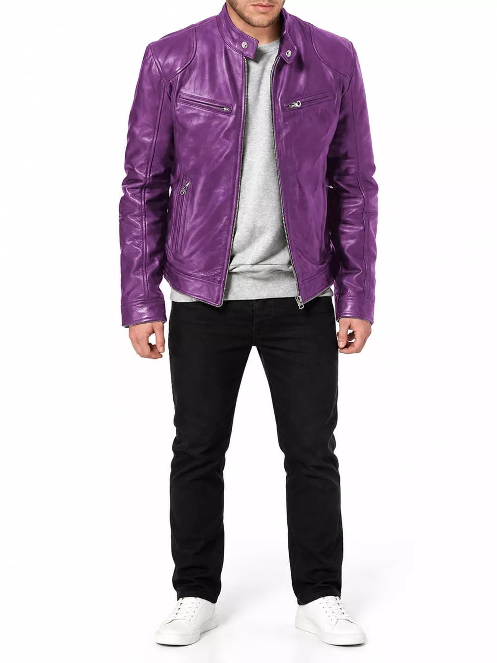 Men's Full Size Faux Leather Zip Up Jacket Plus Size, image 81