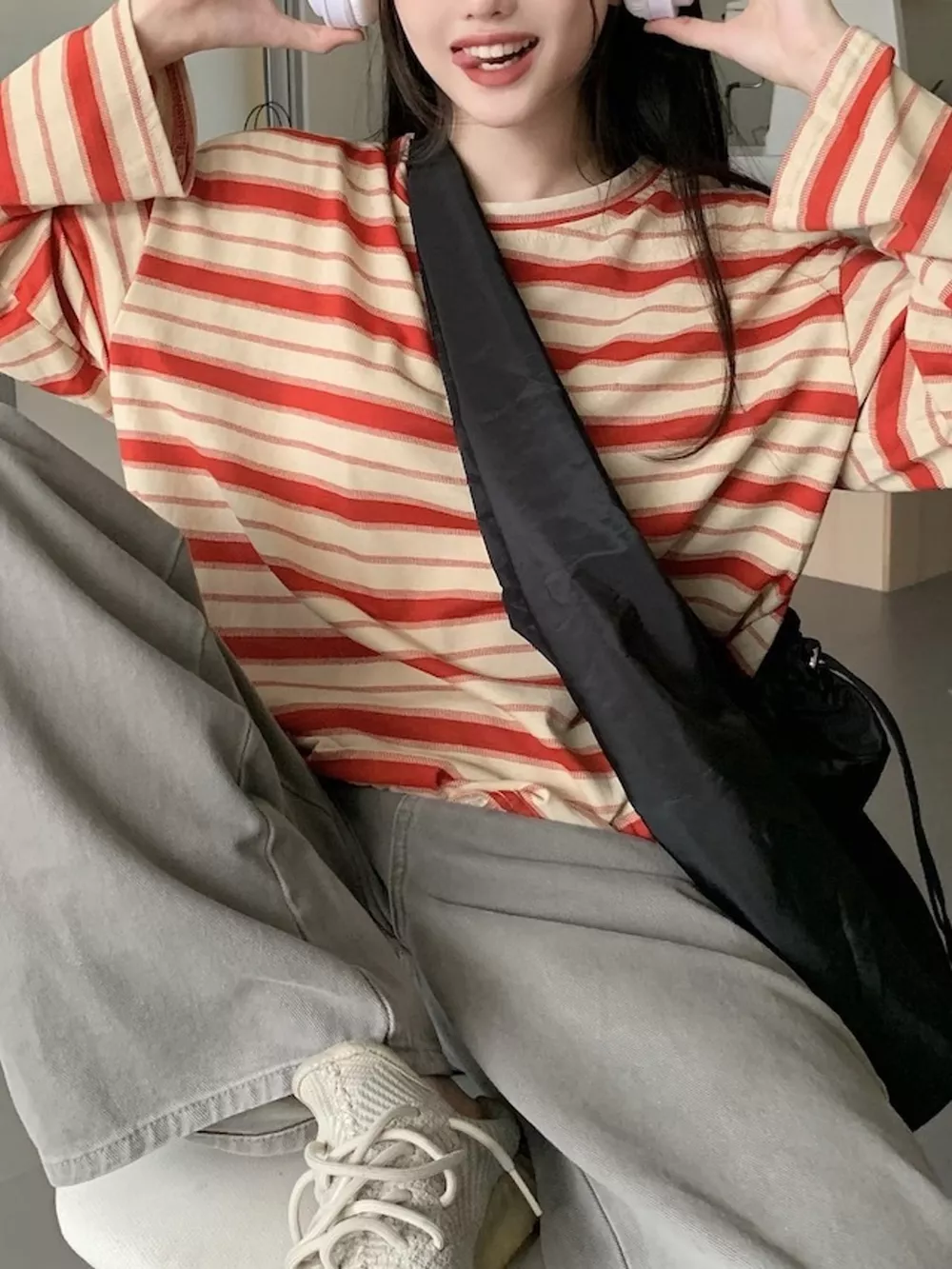 Oversized Striped Crew Neck T-Shirt, image 18