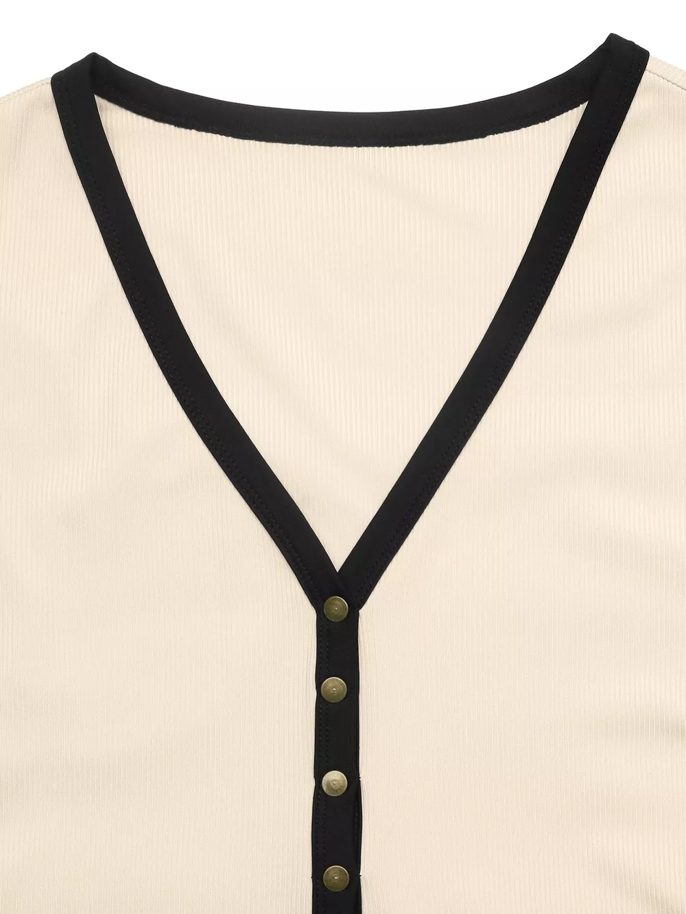 Ribbed V-Neck Long Sleeve Bodysuit with Contrast Trim, image 10