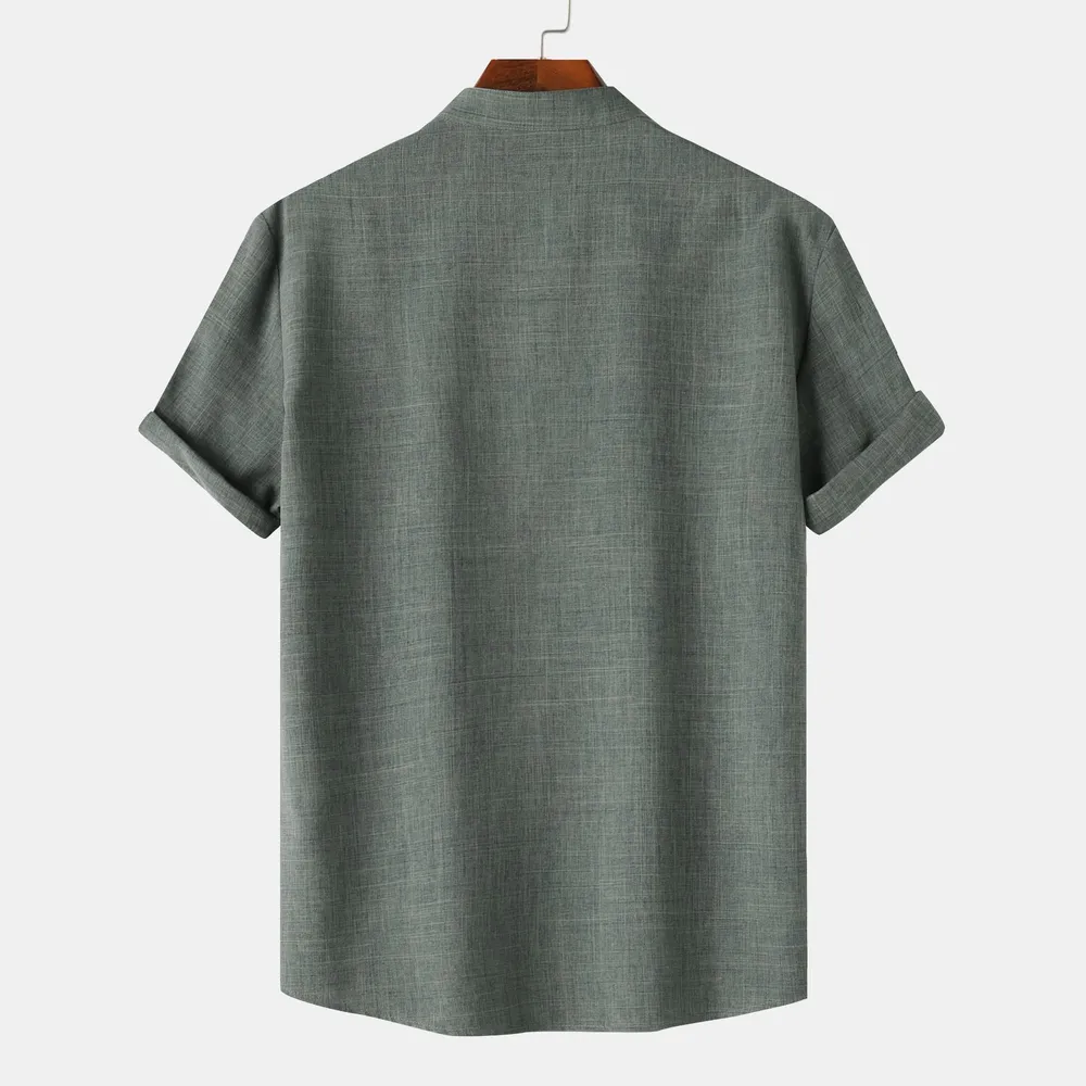 Men's Casual Short Sleeve Henley Blouse, image 2