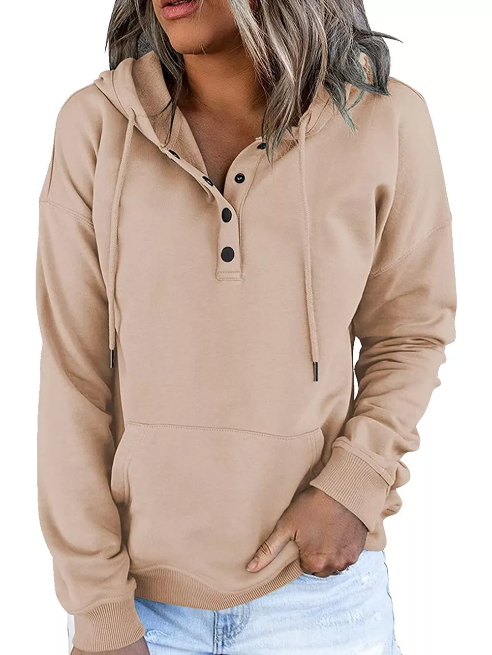 Full Size Kangaroo Pocket Dropped Shoulder Hoodie Plus Size, image 21