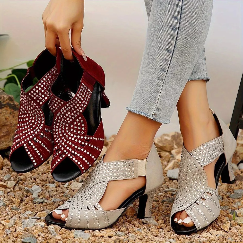 Peep Toe Block Heels Sandals, image 2
