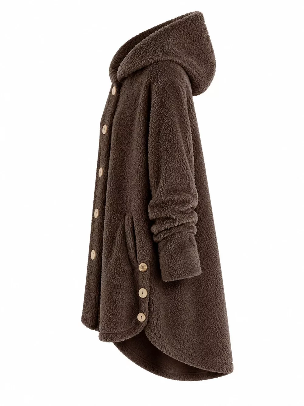 Full Size Fleece Button Up Hooded Outerwear Plus Size, image 32