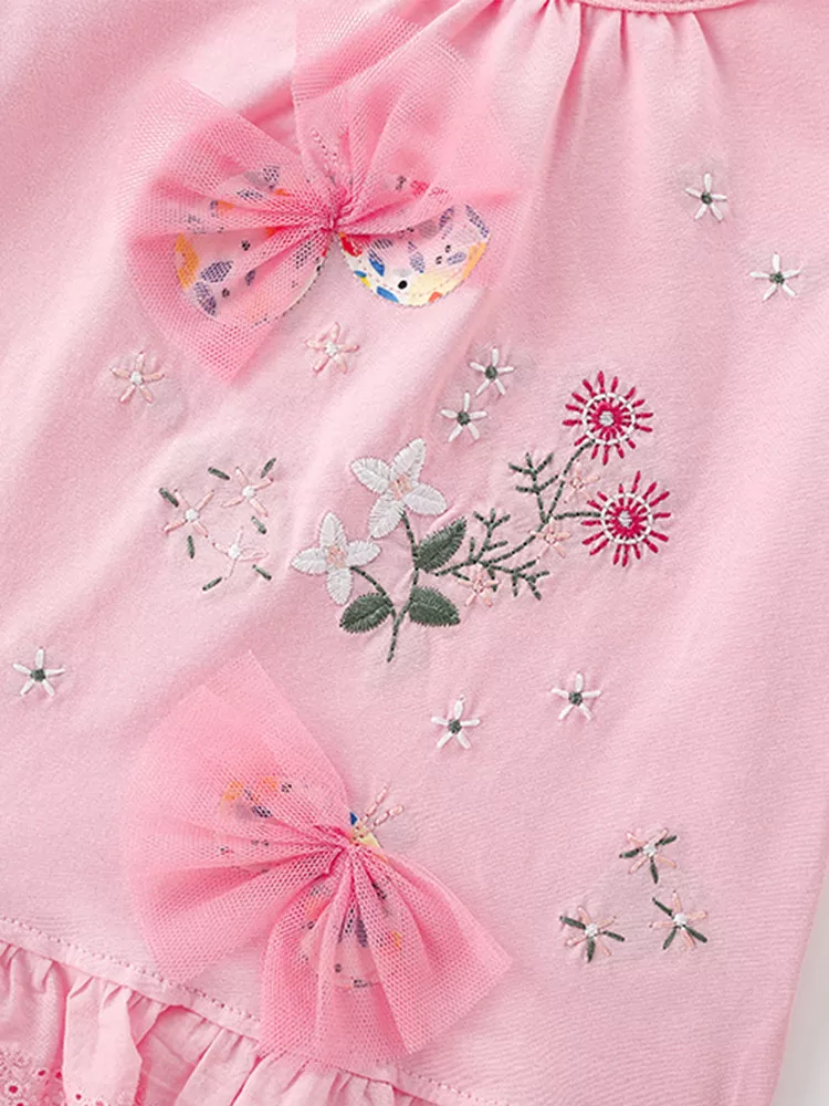 Children's Tulle Bow & Floral Embroidered T-Shirt, image 4