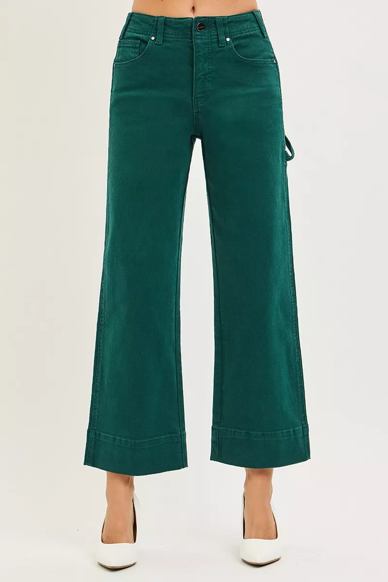 Tummy Control High Rise Crop Wide No Waist Band Pants, image 2