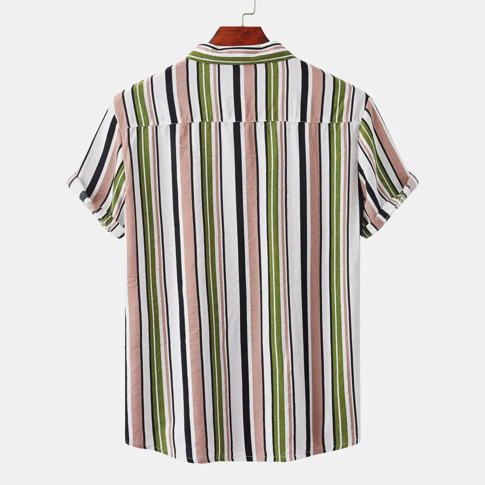 Men's Plus Size Striped Short Sleeve Shirt, image 3