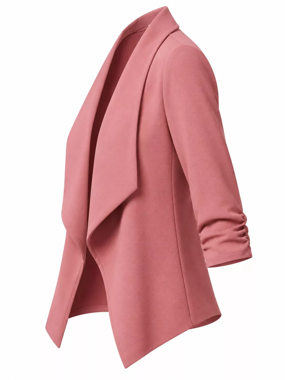 Full Size Open Front Drape Blazer with 3/4 Ruched Sleeves Plus Size, image 11