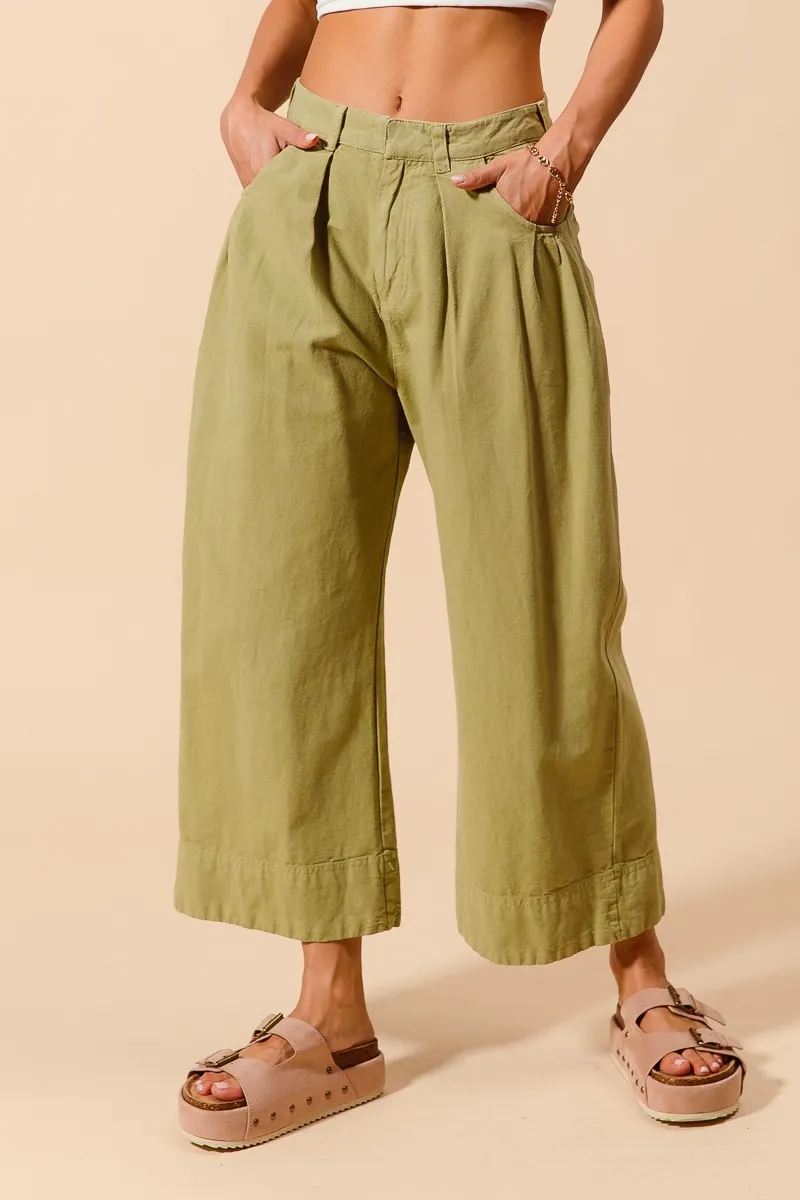 Mid Rise Wide Leg Chino Pants With Pockets, image 2