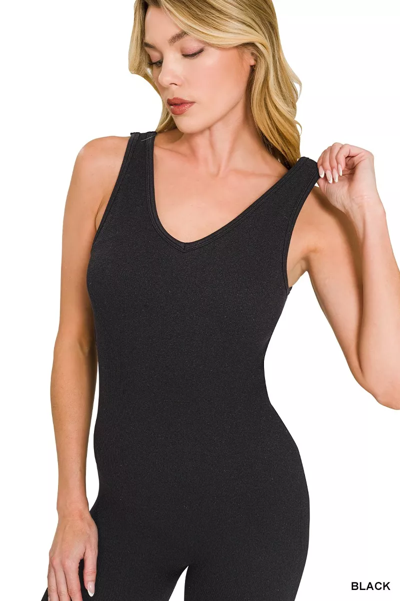 Zenana Ribbed Bra Padded Sports Seamless Bodysuit, image 8
