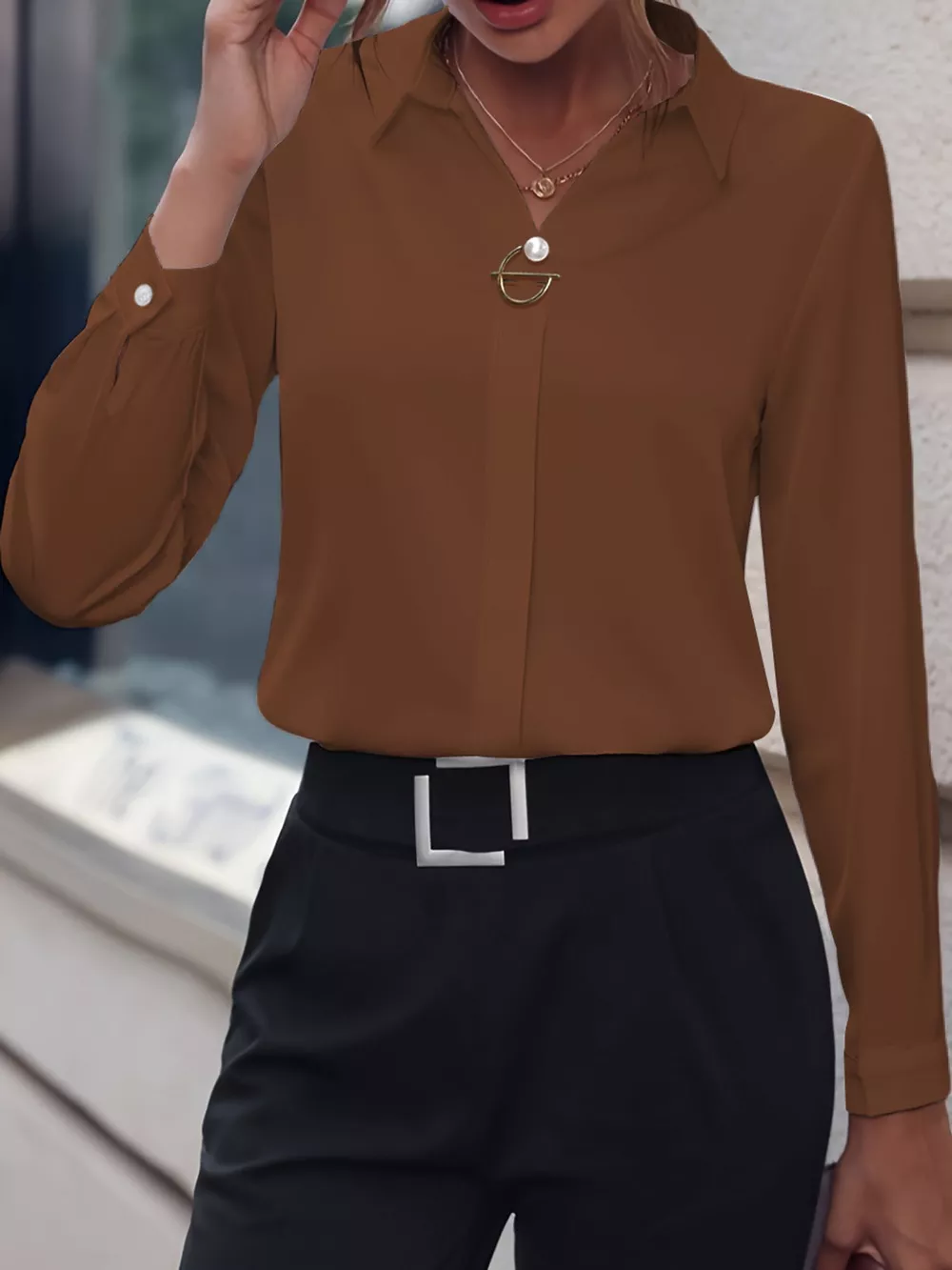 Long Sleeve Satin Blouse, image 49