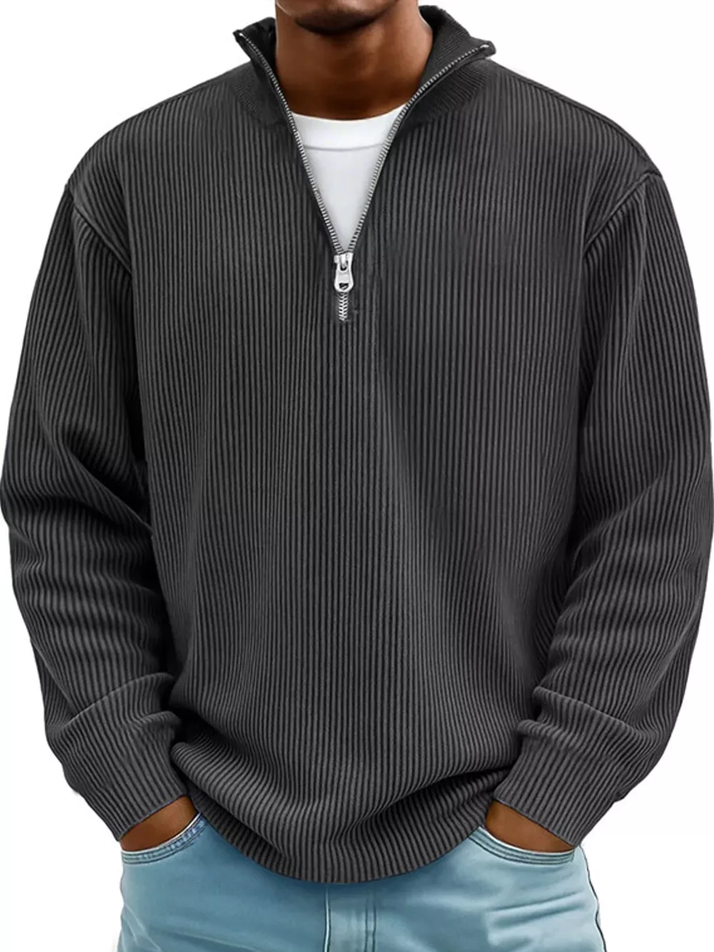 Men's Full Size Quarter-Zip Long Sleeve Sweatshirt Plus Size, image 42