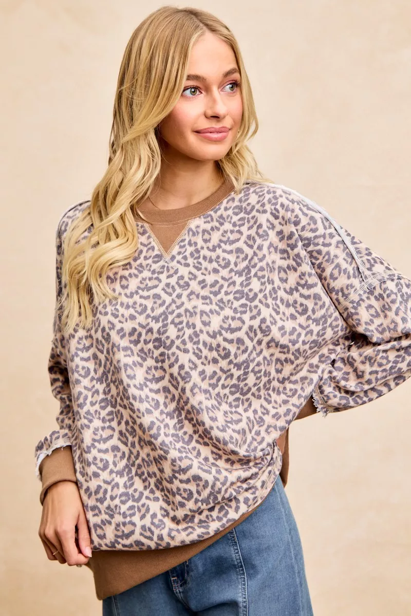 Leopard Printed French Terry Sweatshirt, image 4