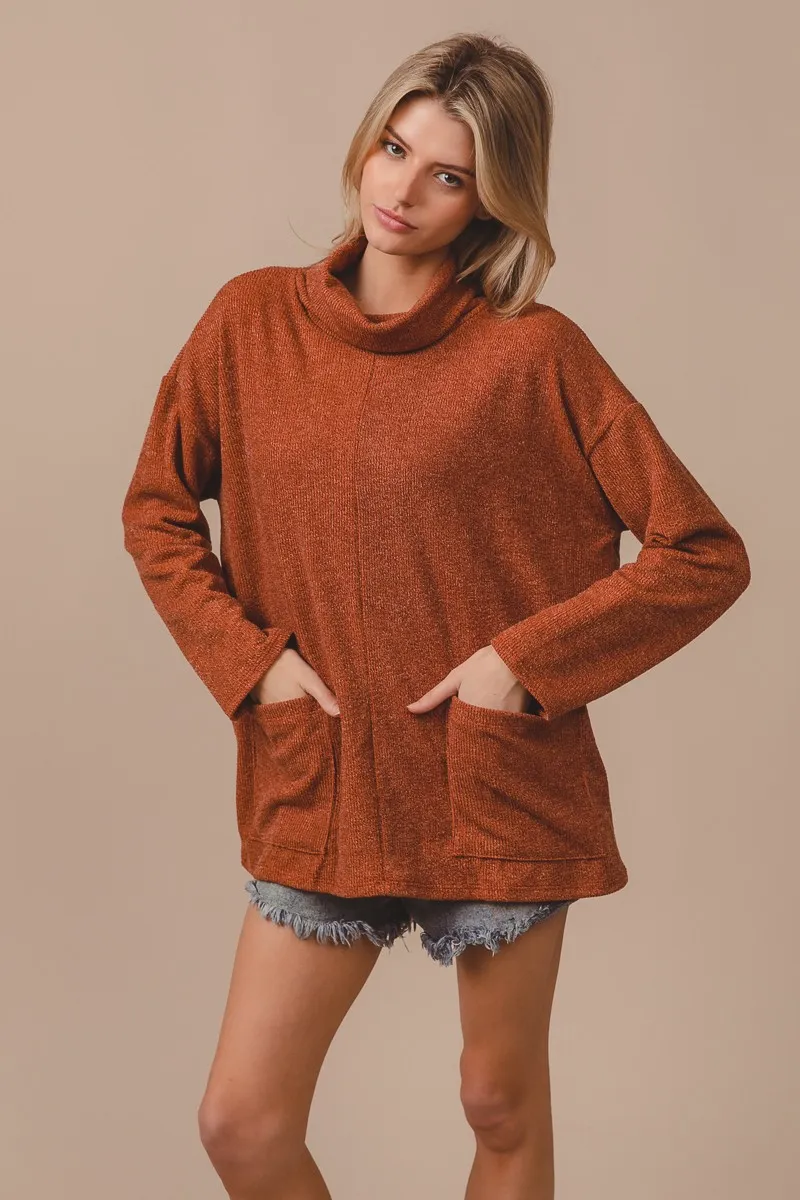 Piper Rib Double Pocket Turtle Neck Sweater, image 3