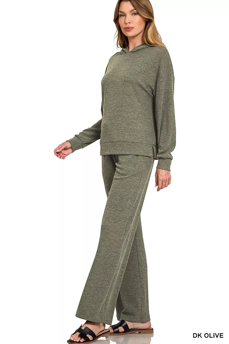Ribbed Long Sleeve Hoodie, image 2