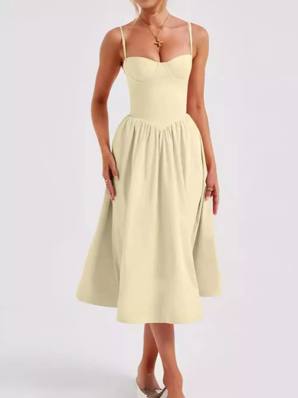 Sweetheart Neck Midi Cami Dress, image 31