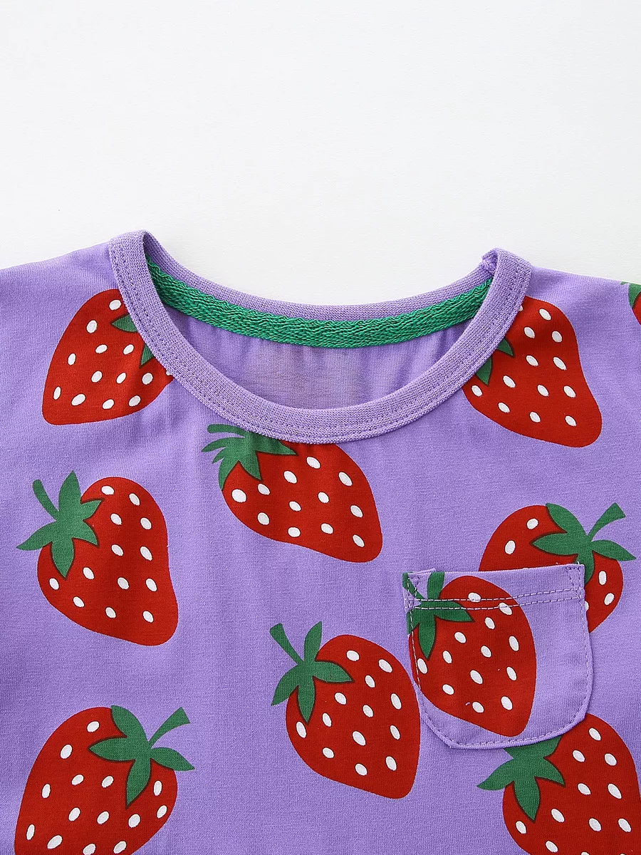 Children's Strawberry Print Short Sleeve Dress, image 3
