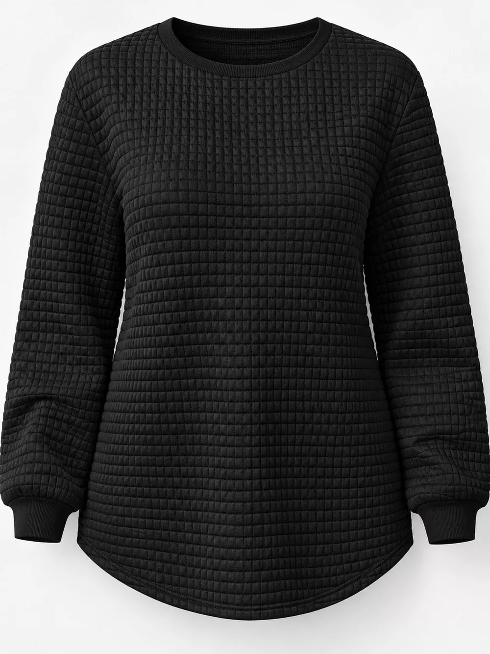 Plus Size Textured Waffle Knit Crew Neck Sweatshirt, image 13