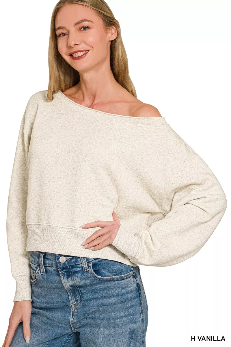 Fleece Boat-neck Sweatshirt, image 2