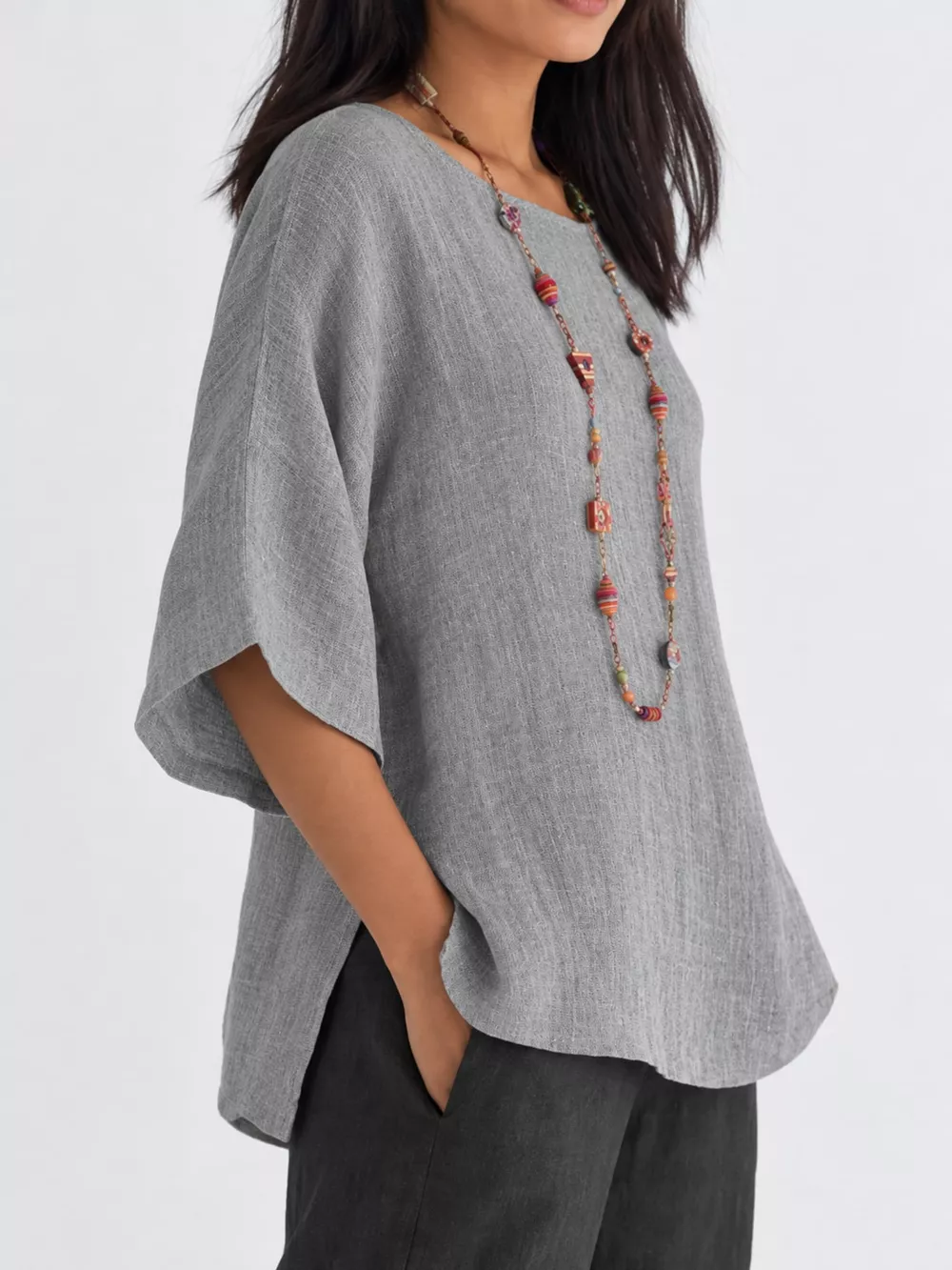 Full Size Loose Fit Linen Blend Blouse Plus Size, image 11