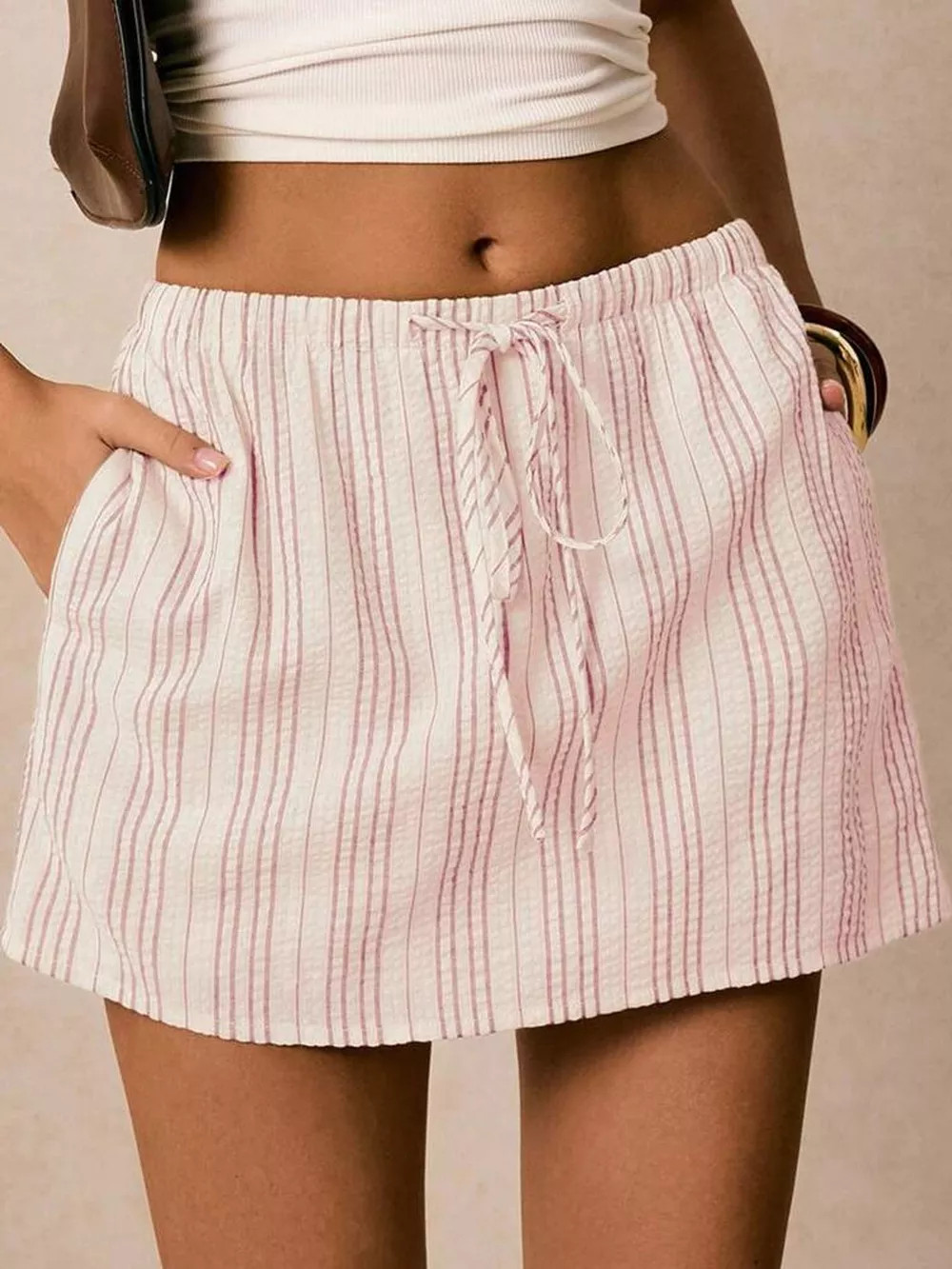 Striped Drawstring Mini Skort, image 19