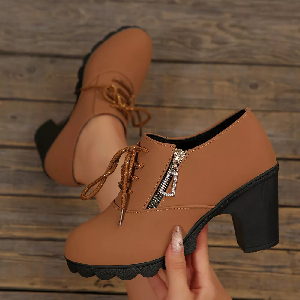 Lace-Up Block Heel Pumps, image 6