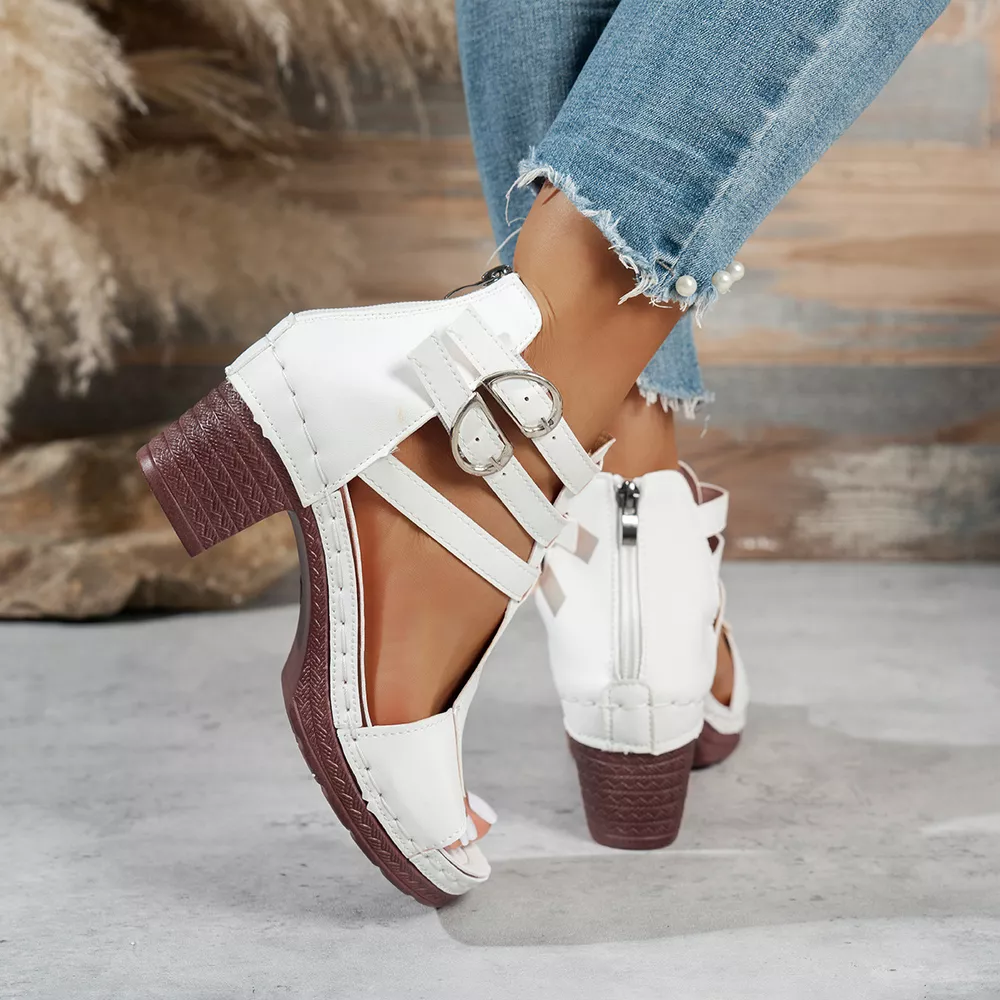 Peep Toe Block Heels Sandals, image 5