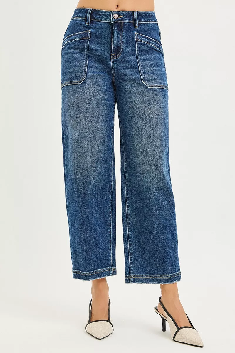 Slouchy Cropped Baggy Jeans with Front Patch Pocket, image 2
