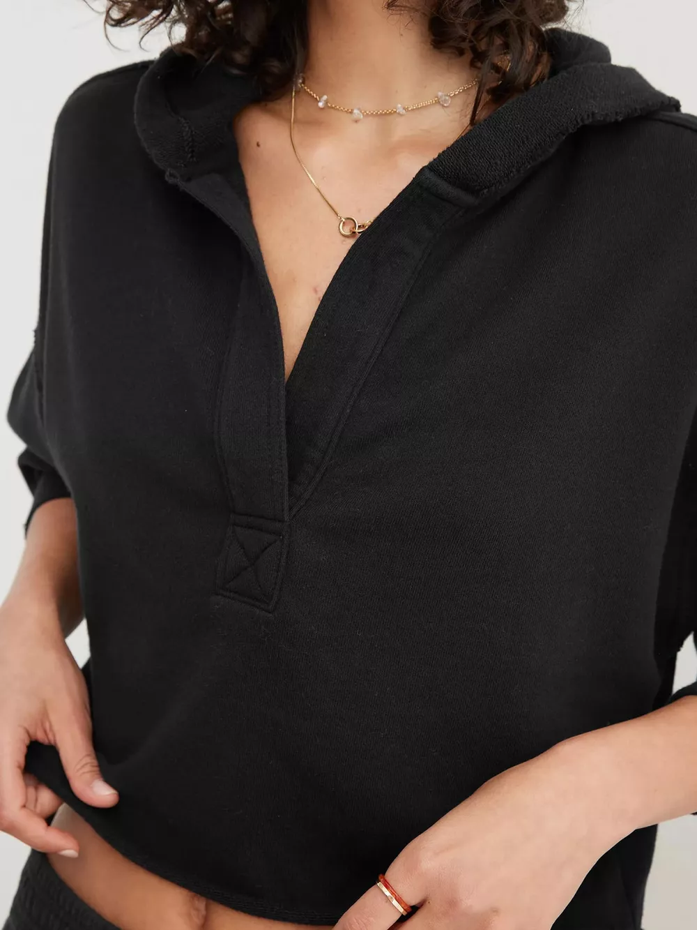 Dropped Shoulder Cropped Hoodie, image 40