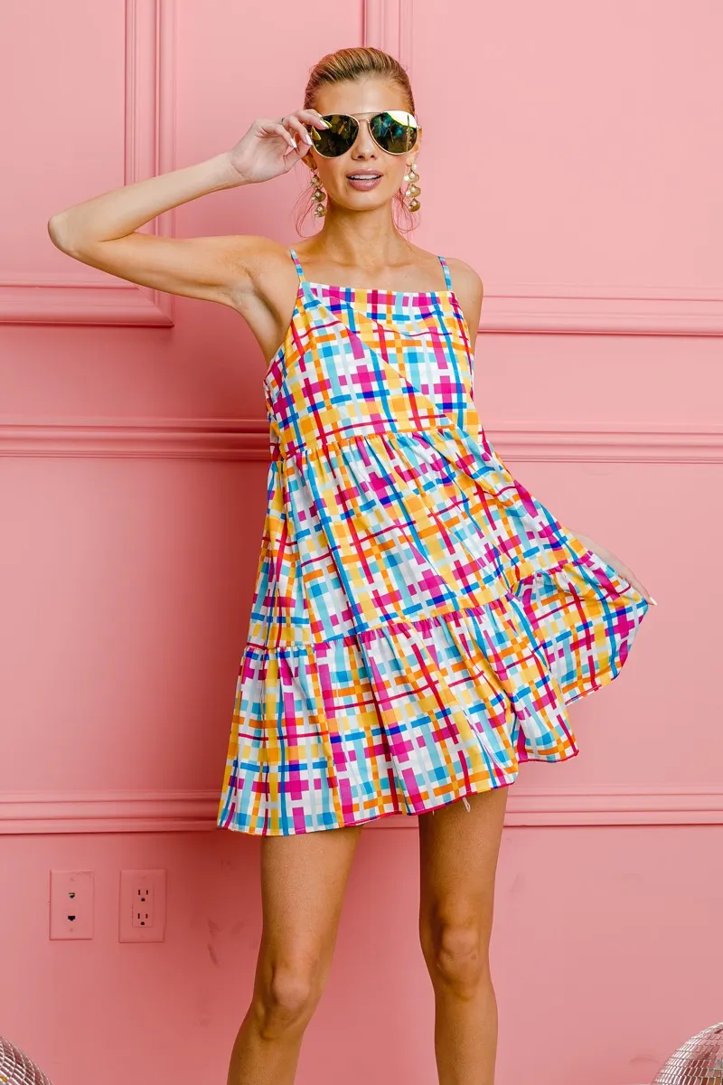 Multi Colors Plaid Sleeveless Sun Dress, image 15